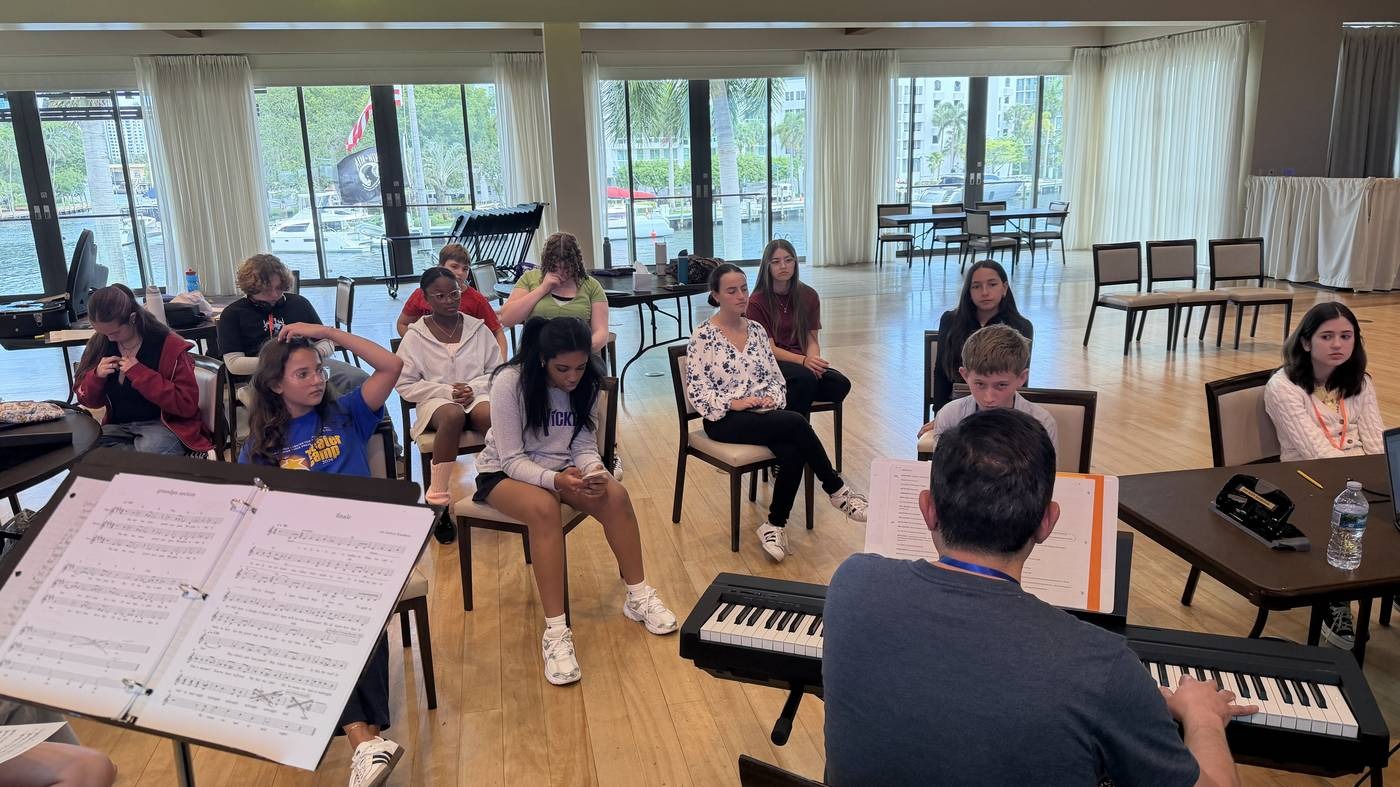 Brian at the piano with the ensemble on Day 1